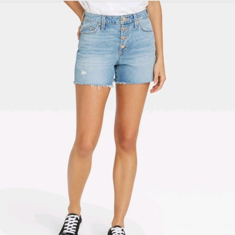 Universal Thread High Rise Midi Button Fly Jean Shorts Womens 6